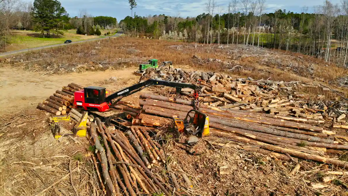 Aerial view of land clearing operation in Celina TX